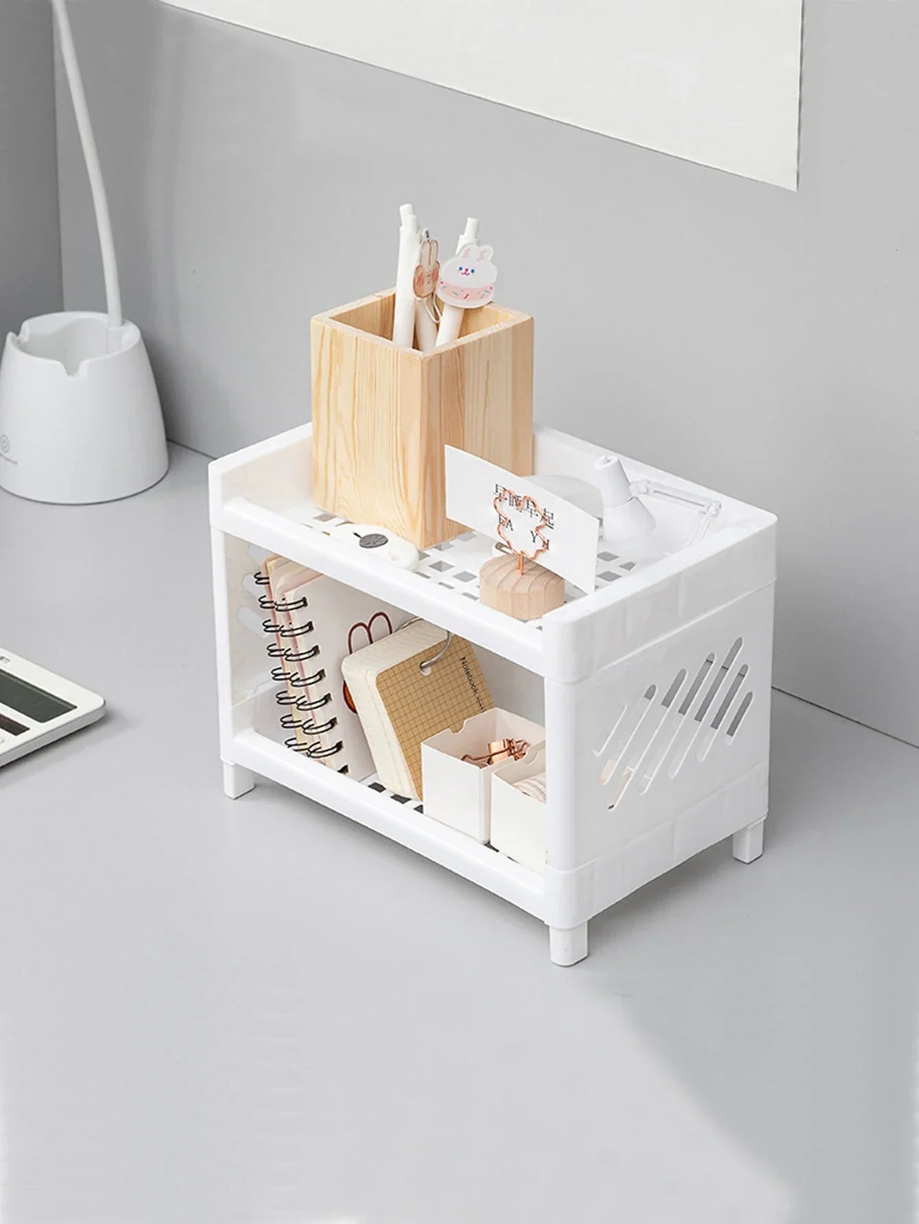 Double Layer Storage Rack for Desk Organization-2
