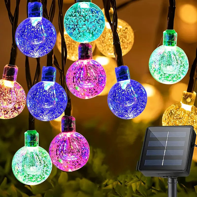 Multicolor LED Solar Crystal Bubble Ball String Lights-2
