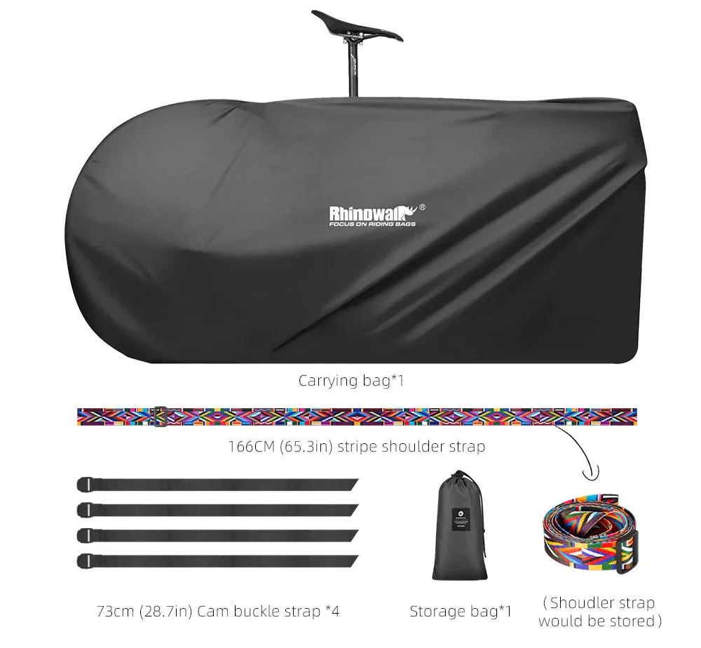 Portable Bike Storage Travel Bag–Water-Resistant Polyester Case Black-2